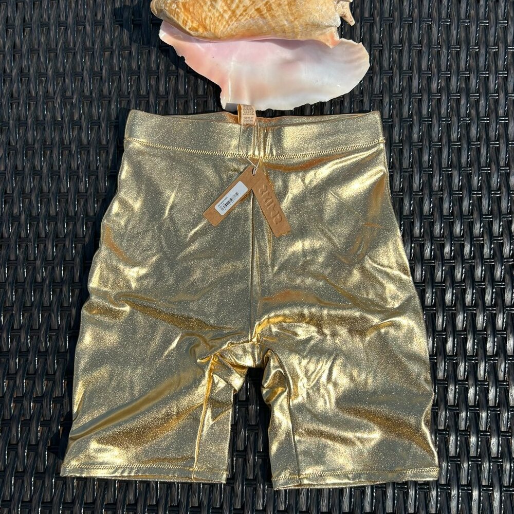 Ladies SKIMS Gold Swim Trunks NWT Size XS